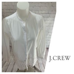 J. Crew Embroidered Mandarin Collar  Shirt